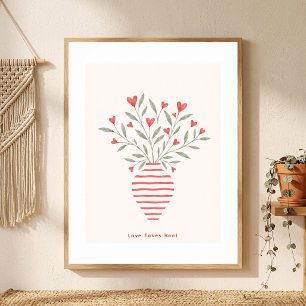 Herz-Vase Wandkunst zum Valentinstag 'Liebe schläg Poster