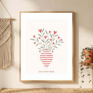 Herz-Vase Wandkunst zum Valentinstag 'Liebe schläg Poster
