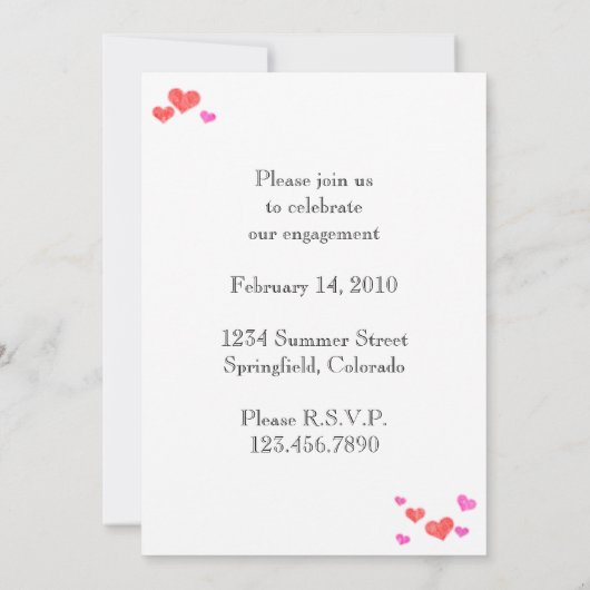 Herz-Verlobung Einladung (Rückseite)