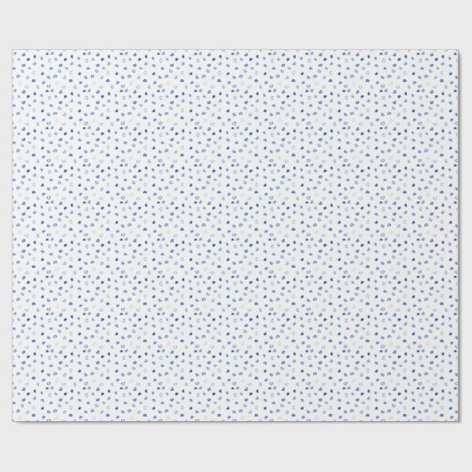 Herz - Verschiedene Blues auf Weiß - Rollen Geschenkpapier (Flach)