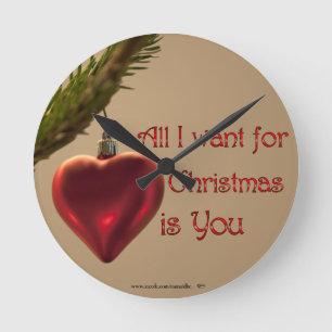 Herz-Verzierung - alle, die ich für Weihnachten wi Runde Wanduhr