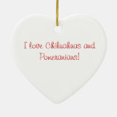 Herz-Verzierung mit einer Chihuahua-Spitzmischung Keramik Ornament (Hinten)