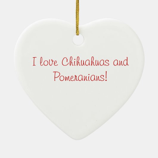 Herz-Verzierung mit einer Chihuahua-Spitzmischung Keramik Ornament (Hinten)