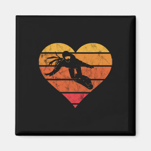 Herz Vintage Retro Snowboarden Snowboard Snowboard Magnet