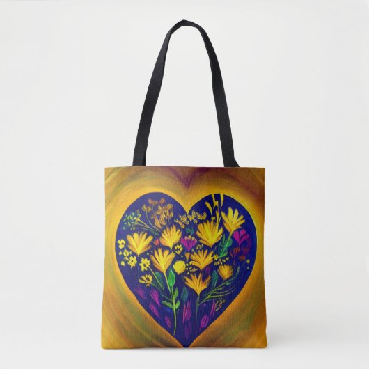Herz voll Blume Tote Tasche (Vorderseite)