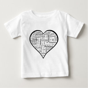 Herz voll der Liebe in den verschiedenen Sprachen Baby T-shirt