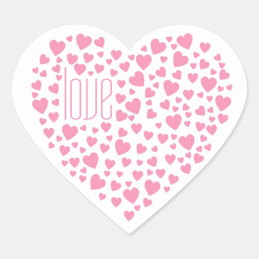 Herz voll Herz Liebe Rosa ID733 Herz-Aufkleber (Vorderseite)