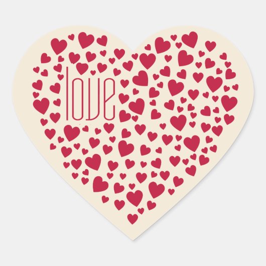 Herz voll Herz Liebe Rot ID733 Herz-Aufkleber (Vorderseite)