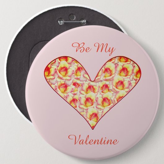 Herz voll Rose Valentinisches Button (Vorne & Hinten)