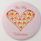 Herz voll Rose Valentinisches Button (Vorderseite)