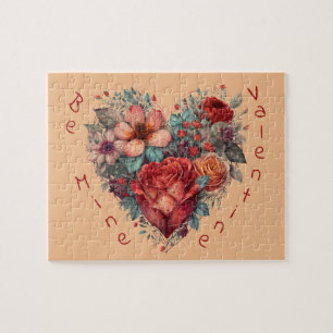 Herz voller Blumen Vintage Valentinstag Puzzle