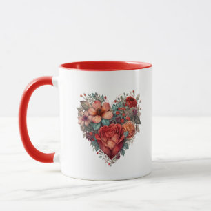 Herz voller Blumen Vintage Valentinstag Tasse