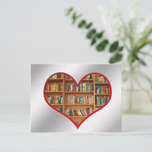 Herz voller Bücher Postkarte (Stehend Vorderseite)