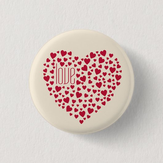 Herz voller Herz-Liebe Rot Button (Vorderseite)