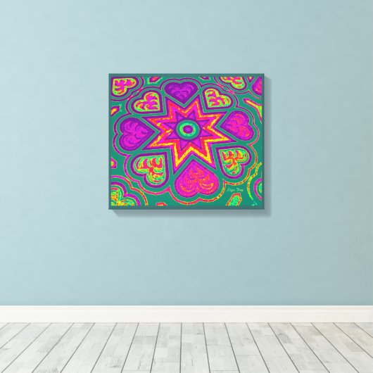 'Herz voller Liebe' Panel Print (Rechte) (grün) Leinwanddruck (Insitu (Holzboden))