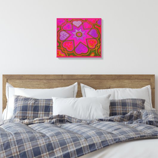'Herz voller Liebe' Panel Print (Rechte) (Rosa) Leinwanddruck (Insitu (Schlafzimmer))