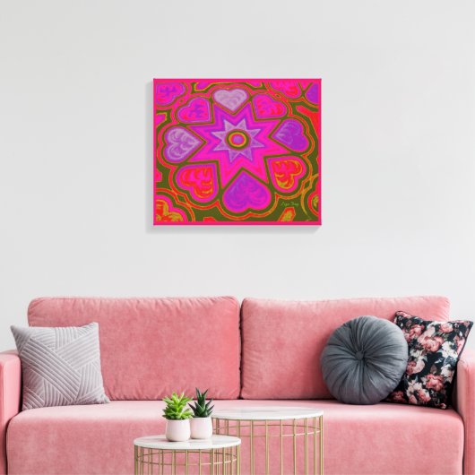 'Herz voller Liebe' Panel Print (Rechte) (Rosa) Leinwanddruck (Insitu (Wohnzimmer))