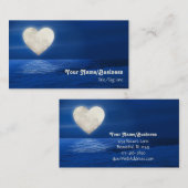 Herz Vollmond über Wasser mit schneebedecktem Stra Visitenkarte (Vorne/Hinten)