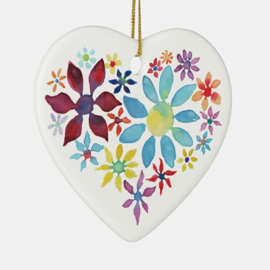 Herz von Blume (Single seitlich - schwarz hinten) Keramikornament (Rechts)