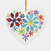 Herz von Blume (Single seitlich - schwarz hinten) Keramikornament (Vorne)