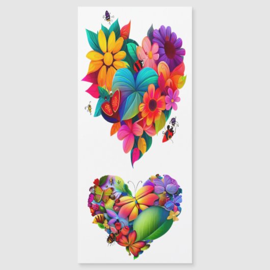 Herz von Blume und Schmetterlingen Magnetkarte (Vorderseite)