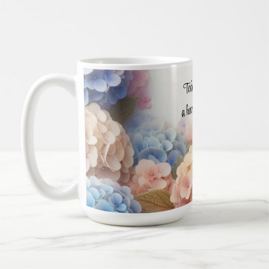 Herz von Dankbarkeit Hydrangeas Kaffee Tasse (Links)
