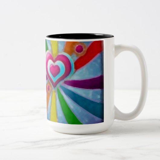 Herz von Farben Zweifarbige Tasse (Rechts)
