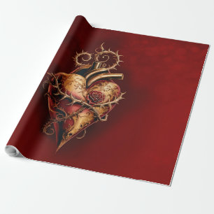 Herz von Leidenschaft, Romantik und Liebe. Geschenkpapier