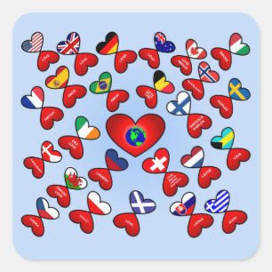 Herz von Liebe Aufklebern Quadratischer Aufkleber