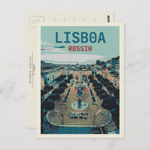 Herz von Lissabon Charm Rossio Square Illustration Postkarte