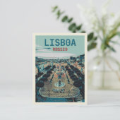 Herz von Lissabon Charm Rossio Square Illustration Postkarte (Stehend Vorderseite)
