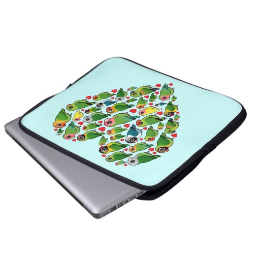 Herz von Lovebirds Laptopschutzhülle (Vorne Knopf)