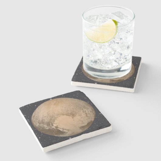 Herz von Pluto Starry Sky Steinuntersetzer (Seitenansicht)