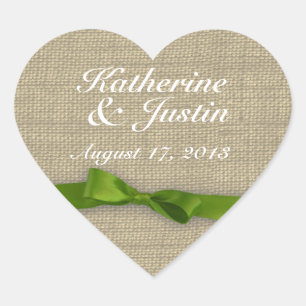 Herz von Ribbon und Burlap Herz-Aufkleber