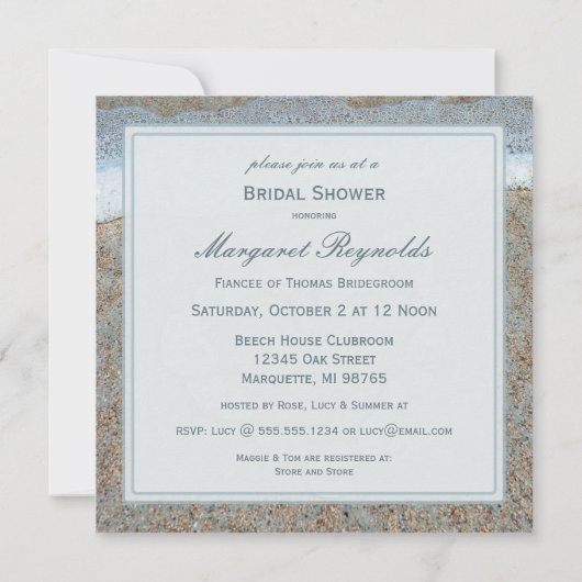 Herz von Seashells am Brautparty Beach Einladung (Rückseite)