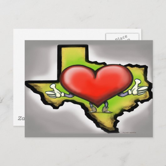 Herz von Texas Postkarte (Vorne/Hinten)