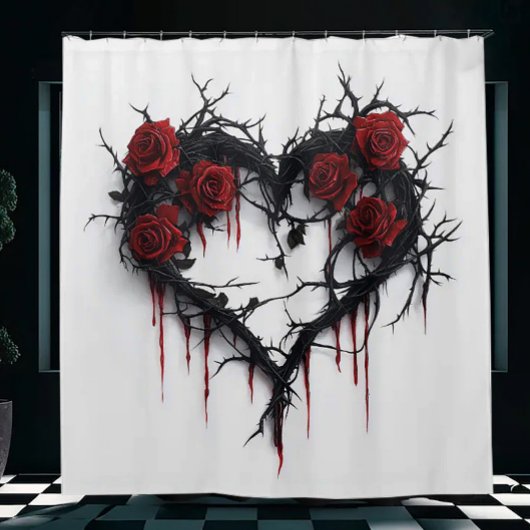 Herz von Thornen und Rose Duschvorhang