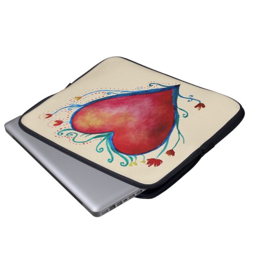 Herz Wasserfarben Art Neopren Laptop Schläfchen 15 Laptopschutzhülle (Vorne Knopf)