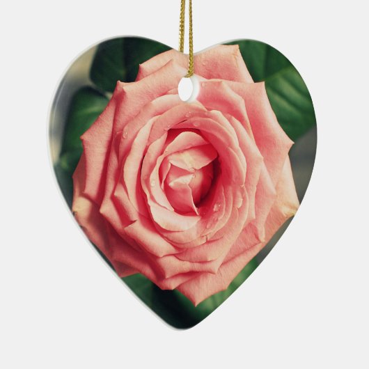 Herz-Weihnachtsdekor der rosa Rose Keramik Ornament (Rechts)