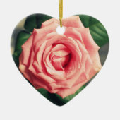 Herz-Weihnachtsdekor der rosa Rose Keramik Ornament (Vorne)
