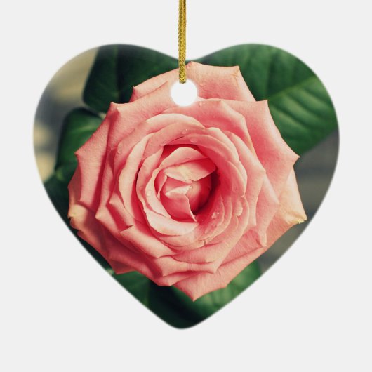 Herz-Weihnachtsdekor der rosa Rose Keramik Ornament (Hinten)