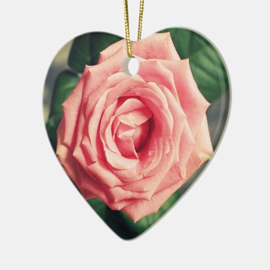 Herz-Weihnachtsdekor der rosa Rose Keramik Ornament (Links)