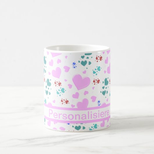 Herz, weiß, personalisieren kaffeetasse (Mittel)