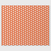 Herz, Weiß über helles Orange Wrapping Paper Geschenkpapier (Flach)