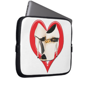 Herz-weiße Lederstiefel mit Goldkette Laptopschutzhülle