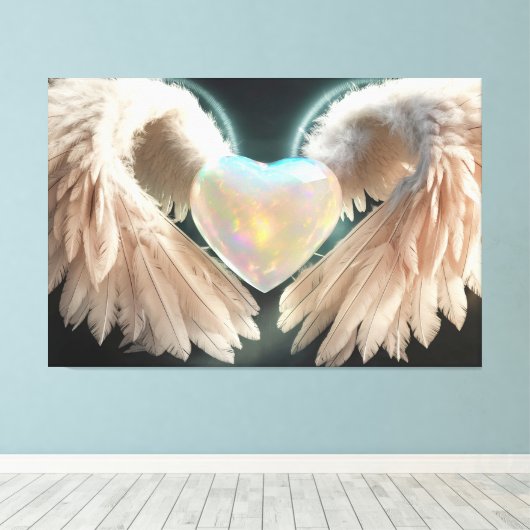 *~* Herz Weißer Engel Wings AP78 Opal Leinwanddruck (Insitu (Holzboden))