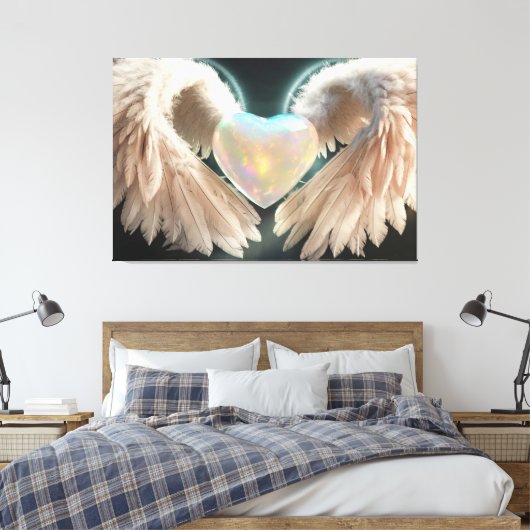 *~* Herz Weißer Engel Wings AP78 Opal Leinwanddruck (Insitu (Schlafzimmer))