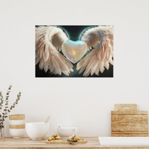 *~* Herz Weißer Engel Wings AP78 Opal Poster