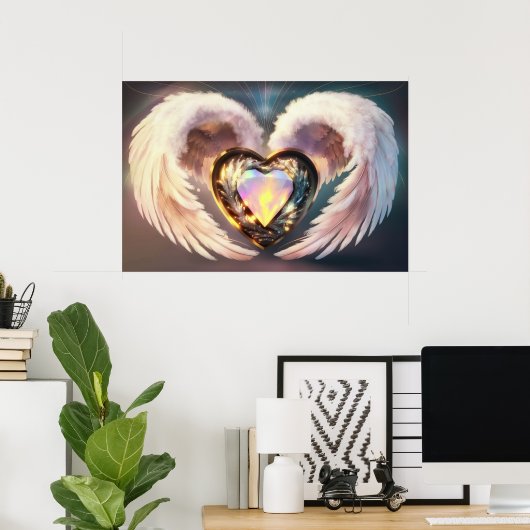 *~* Herz Weißer Engel Wings AP78 Opal Topaz Poster (Heimbüro)