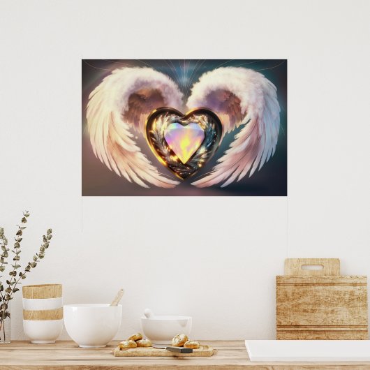 *~* Herz Weißer Engel Wings AP78 Opal Topaz Poster (Küche)